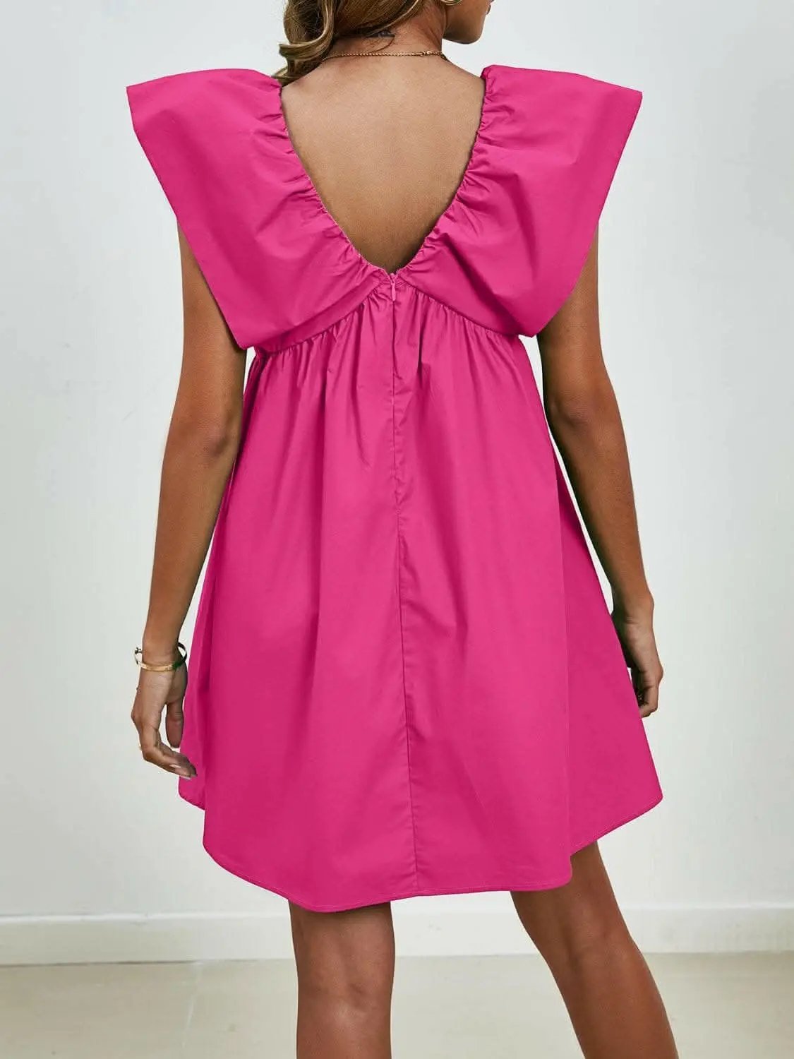 V-neck cap sleeve mini dress - Love Salve